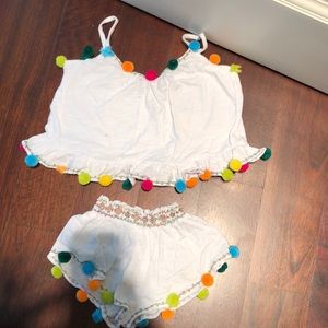 Matching outfit pom Pom chach beach coverup girls